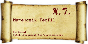 Marencsik Teofil névjegykártya